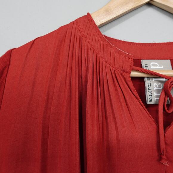 Anthropologie Dolan Lucille Tie Neck Peasant Top Sz S Rust Red Mixed Media - Picture 5 of 12